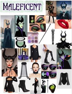 a collage of different images with the words maleficent on them