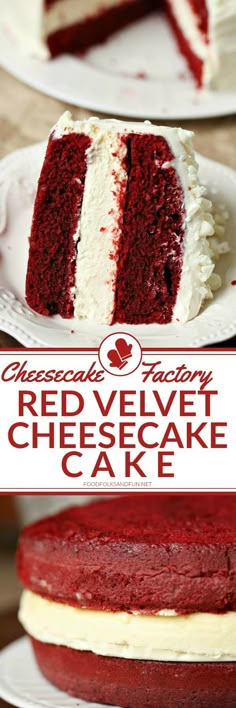 red velvet cheesecake cake on a white plate