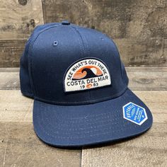 Costa Del Mar “See Whats Out There” Navy Blue Snap Back Hat One Size Nwt!. New With Tags 8t Casual Navy Hat With Flat Bill, Casual Navy Flat Bill Hat, Casual Fitted Six-panel Hat, Blue Outdoor Hat, Blue Six-panel Beach Hat, Blue Six-panel Hat For The Beach, Fitted Blue Outdoor Hat, Blue Flat Bill Beach Hat, Blue Flat Bill Hat For Beach