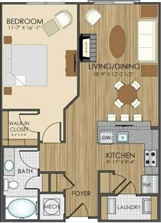 the floor plan for a two bedroom apartment with an attached kitchen, living room and dining area