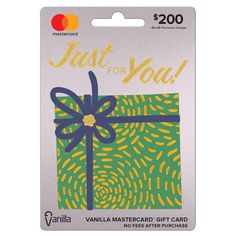 a gift card with the words just for you on it