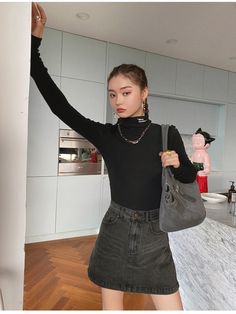 Fall High Waist Mini Jean Skirts Korean Y2k All-match Black Denim Skirt Femaleharajuku Slim Fit A-line Faldas Mujer Korean Fashion Mini Skirt, Y2k Black Skirt For Fall, Black Y2k Skirt For Fall, Y2k Style Winter Mini Skirt, Y2k Black Winter Skirt, Black Y2k Winter Skirt, Y2k Streetwear Mini Denim Skirt, Y2k Winter Mini Skirt, Y2k Style Mini Denim Skirt For Fall