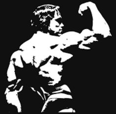 a black and white photo of a man flexing his muscles