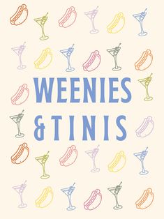 the cover of weenies and twins, with colorful cocktails in glasses on it