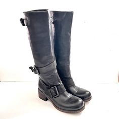 Vic Matie Leather Knee High Women's Boots Sz 37 - 7 Black Color Buckle Belts ( One Is Missing ) A Tear Near One Of The Buckles (Pictured) Block Heal Approximate 2.5" Good Condition Preowned Shoes Heels Boots, Women's Boots, Belt Buckles, Shoes Women Heels, Knee High, Heeled Boots, Style Me, Black Color, Belts