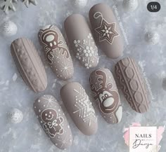 Xmas Nail Art, Sweater Nails, Christmas Nails Acrylic, New Year's Nails, Pretty Acrylic Nails, Creative Nails, Manicure E Pedicure