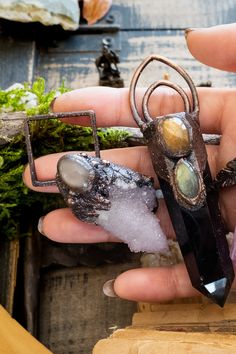 Obsidian Crystal, Raw Gemstone Jewelry, Best Gift Ever, Sun Stone, Raw Crystal Necklace, Soldering Jewelry