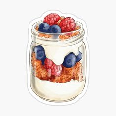 a jar filled with berries and blueberries sticker