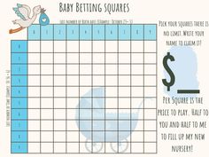 a baby's birth squares with the price for each item