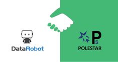 two hands shaking each other in front of a green background with the words data robot and polestar