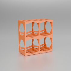 an orange shelving unit on a gray background