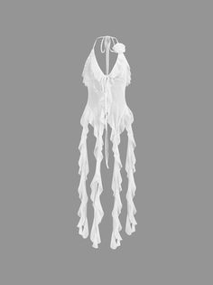 White Ruffles Top Tank Top & Cami Halter Cami Top, Nature Outfits, Kitty Makeup, Virtual Outfits, Ruffles Top, Classy Halloween Costumes, 90s Y2k Fashion, Metal Dress, White Ruffle Top