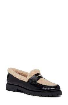 PAIGE Eliis Genuine Shearling Penny Loafer available at #Nordstrom