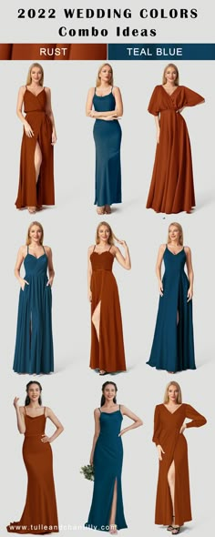 a bunch of different types of dresses for the bride and groom to wear on their wedding day