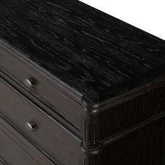 an image of a black dresser with drawers