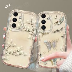 two cases with flowers and butterflies on them