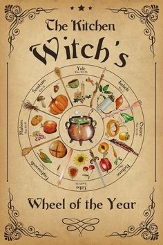 Witches Wheel, Magia Das Ervas, Magic Spell Book, Kitchen Witchery, Wheel Of The Year, Eclectic Witch, Retro Kunst, Wiccan Spell Book, Witch Spell Book