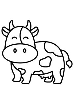 a black and white drawing of a cow