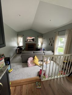 the living room is clean and ready to be used as a den or family room