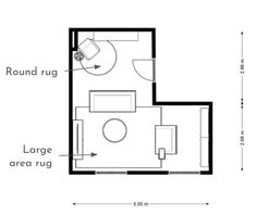 a floor plan for a small bedroom with a bed and living room in the corner