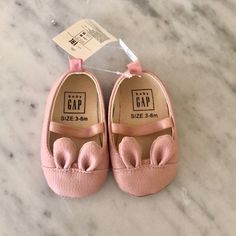 The Cutest, Sweetest Little Bunny Ear Shoes For Your Baby Girl Light Pink Ballet Style Leather Shoe. Size 3-6 Month. New With Tags! So Sad My Girls Didn’t Get To Wear These! Pink Booties With Soft Sole For Playtime, Pink Non-slip Booties For Spring, Pink Booties For Playtime In Spring, Cute Pink Booties With Soft Sole, Pink Round Toe Booties For First Birthday, Pink Soft Sole Closed Toe Booties, Pink Closed Toe Booties With Soft Sole, Cute Pink Booties For First Birthday, Cute Non-slip Slip-on Booties