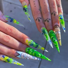 3,855 Likes, 34 Comments - NAIL ARTIST | Lonna Janee (@lonnanailedit) on Instagram: ““Yeah, sure, I mean, if you spend all day shuffling words around, you can make anything sound bad,…” Scream Nails, Holloween Nails, Crazy Nail Art, Rick Y Morty, Long Nail Designs, Exotic Nails, Long Square Acrylic Nails, Hot Nails