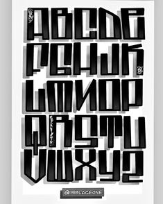 the alphabet is made up of black and white letters, all in different shapes and sizes