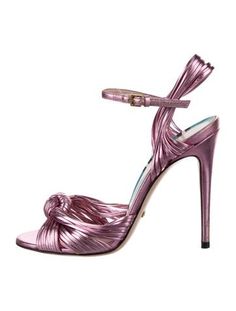 Gucci Leather SandalsMetallic & PinkPleated AccentsStraps & Buckle Closure at AnklesUnfortunately, due to restrictions, this item may not be eligible for shipping in all areas. Gucci Leather, Women's Shoes Sandals, Shoes Sandals, Buckle, Gucci, Women Shoes, Sandals, Leather