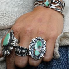 L: 1/2'' Hallmark: R Sterling Silver Authentic, Native American Made Silver Smithing Jewelry, Turquoise Cowgirl, Real Turquoise Jewelry, Western Aesthetics, Vintage Turquoise Jewelry, Silversmithing Jewelry, Silver Smithing, Fashion And Beauty Tips