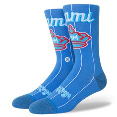 Men's Miami Marlins Stance Blue 2021 City Connect Crew Socks Stance Socks, Miami Marlins, Blue Crew, Mlb Teams, Lower Leg, Mlb Baseball, Crew Socks, Combed Cotton, Havana