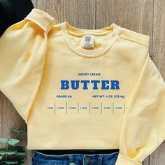 Butter Sweatshirt, Funny Baking Sweatshirt, Baker Gift, Butter Lover Sweatshirt, Foodie Gift, Comfort Colors Crewneck, Stick of Butter - Etsy Butter Sweatshirt, Y2k Fall Outfits, Funny Baking, Gifts For A Baker, Trendy Sweaters, Coat Outfits, Funny Sweatshirts, Plus Size Top, Salted Butter