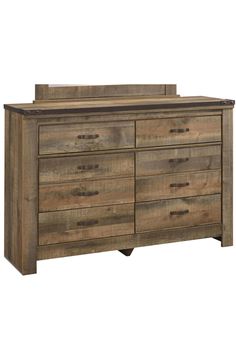 a wooden dresser with six drawers