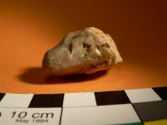 a rock sitting on top of a checkered table