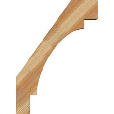 an unfinished wooden shelf bracket on a white background