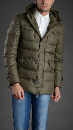 Herno Hooded quilted down jacket, four pockets, epaulettes, buttoned on flap cuffs Outdoor Wear, Designer Brands, Classic Style