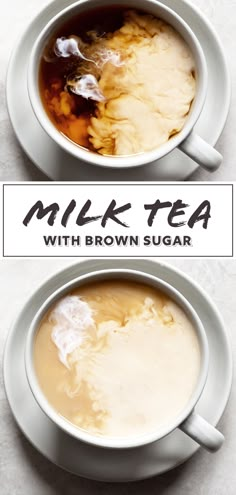 two cups of milk tea with brown sugar