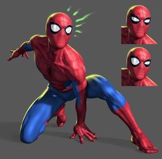 the amazing spider - man character poses in various positions, including his arms and legs