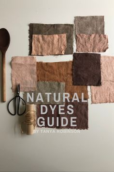 the cover of natural dyes guide with scissors, yarn and other crafting supplies