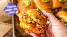 Mexican Paneer & Corn Sliders- Vegetarian Indian Mexican fusion slider recipe — The Global Vegetarian Paneer Sliders, Sliders Vegetarian, Mexican Fusion, Slider Recipe, Fusion Dishes, Eggless Desserts, Vegetarian Indian, Slider Buns, Sweet Buns