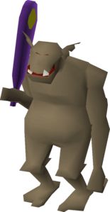 a cartoon character holding a purple object in his hand