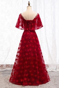 Shop Formal Long Red Lace Burgundy Dress With Cape online. SheProm offers formal, party, casual & more style dresses to fit your special occasions. Red A-line Dress For Banquet, Fitted Red Dress For Banquet, Holiday Prom Dress With Sweetheart Neckline, Lace Dress For Banquet Party Season, Red Fitted Dress For Banquet, Lace Dress For Banquet And Party Season, Red A-line Dress For Evening, Elegant Red A-line Dress, Red A-line Midi Dress For Banquet