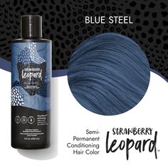 Blue Steel Semi Permanent Conditioning Hair Color Strawberry Leopard Blue Steel Semi Permanent Conditioning Hair Color | Blue | Sally Beauty Blue Steel Hair, Hair Color Strawberry, Purple Strawberry, Good Dye Young, Dyed Hair Blue, Conditioning Hair, Blue Strawberry