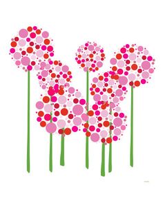 pink and red flowers with dots on them