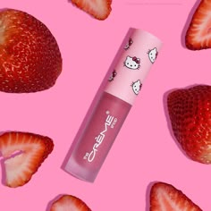 The Crème Shop x Hello Kitty Kawaii Kiss Moisturizing Lip Oil - Strawberry Flavored | The Crème Shop Strawberry Skincare, Stevie Bell, Hello Kitty Kiss, Sanrio Makeup