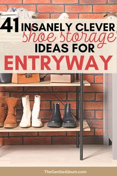 shoe storage ideas Entryway Boot Storage Ideas, Hidden Boot Storage, Shoe Storage Ideas For Entryway, Shoe Racks For Small Spaces, Where To Put Guests Shoes, Shoe Organization Ideas Entryway, Entry Way Shoe Organization, Front Entryway Organization, Shoes Coats Entrance