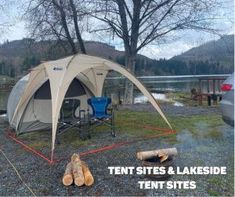 tent sites and lakeside tents in the woods