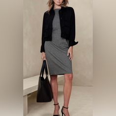 Banana Republic Knee-Length Houndstooth Sheath Dress Crew Neck, Sleeveless Center Back Seam And Vent Back Zip Closure Approximate Measurements: Armpit To Armpit: 19”, Hips: 43" Length 37” Casual Business Dresses For Fall, Houndstooth Midi Dress For Work, Black Career Dresses For Fall, Fall Career Black Dresses, Gray Midi Dress For Work Fall Season, Chic Gray Midi Dress For Work, Chic Houndstooth Pattern Midi Dress For Work, Elegant Houndstooth Midi Dress For Work, Chic Houndstooth Midi Dress For Work