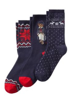 Cloud-soft cotton lends comfort with every step on these socks from Polo Ralph Lauren. | Polo Ralph Lauren Women's Polo Naval Bear Socks - 3 Pack, 9 - 11 Bear Socks, Ralph Lauren Womens Clothing, Polo Ralph Lauren Women, Ralph Lauren Womens, Ralph Lauren Polo, Socks Women, Womens Clothing Tops, Polo Ralph, Women's Accessories