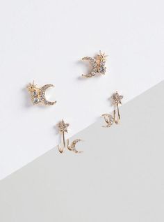 FIT Measures 0. 5” and 0. 5” x 0. 7”. MATERIALS + CARE Base metal. Imported. DETAILS Set of 2 pairs. . High shine finish. . Celestial details. . The best plus size women's celestial stud earring set earrings sets in gold. Torrid is your destination for the freshest spring and summer styles. Earrings Sets, New Street Style, Set Earrings, Summer Styles, Piercing Tattoo, Shopping Day, Stud Earrings Set, Bra Cups, Stud Earring