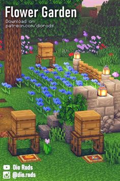 A very cute and simple flower bed for your minecraft garden, with a stone wall and some beehives! Hope this serves as inspiration for you all! Find more cool desings on my Instagram! Download this on my Patreon 🙌💛